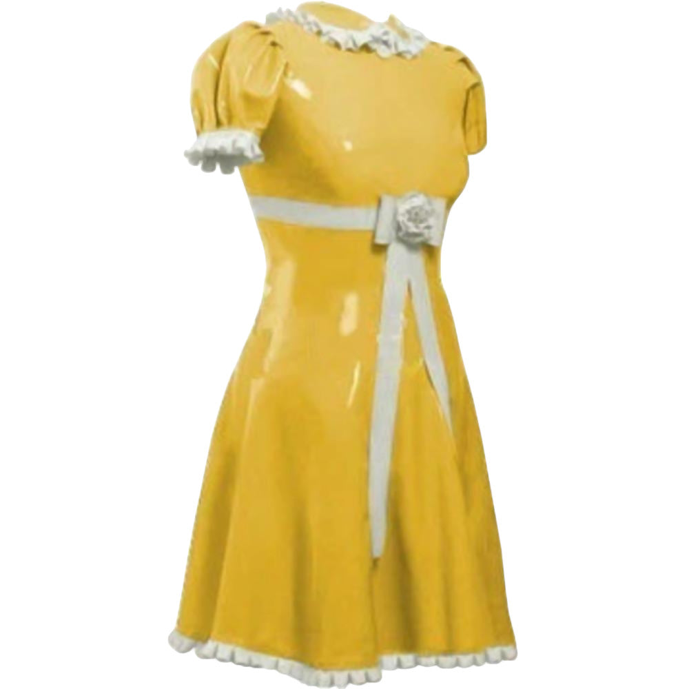 Cute Yellow Rubber Sissy Dress Laidtex Cute Yellow Rubber Sissy Dress Laidtex