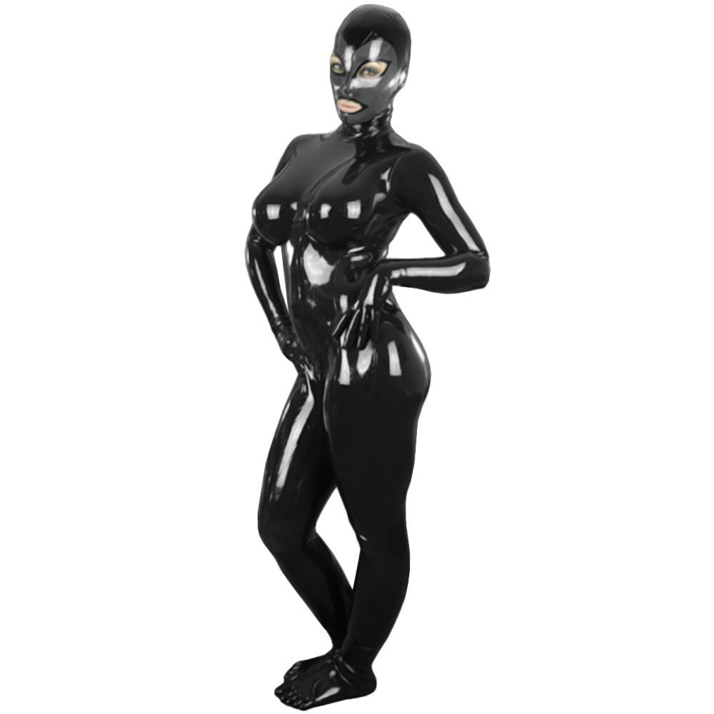 sexy latex suit Shiny Latex Female Suit with Hood – Laidtex