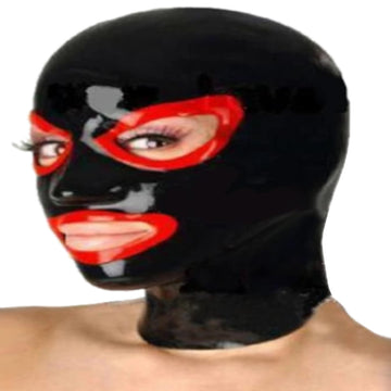 Racy Red Rimmed Fetish Mask Hood
