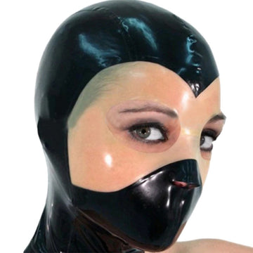 Rubber Bondage Hood Mask with Zipper