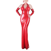 Elegant Red Faux Leather Dress