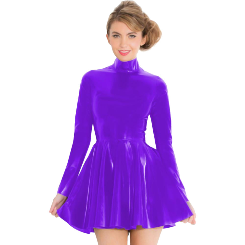 purple pvc dress French Maid Sexy Girl Sissy Purple Pvc Lockable Dress Cosplay Costume tailored