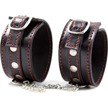 Red Trimmed Black Bondage Cuffs