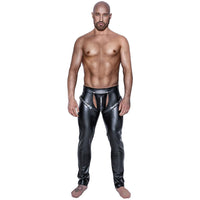 Open Crotch Leggings Black Vinyl Trousers