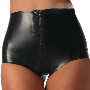 Latex Underwear Lingerie Black Zipper Panties