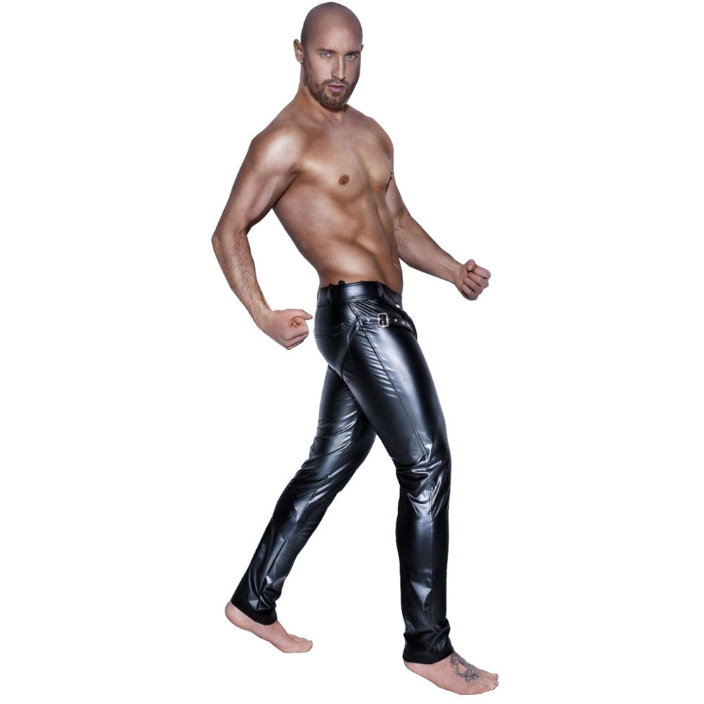 Open Crotch Leggings Black Vinyl Trousers