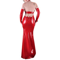 Elegant Red Faux Leather Dress