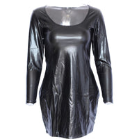 Sexy Long Sleeve Faux Leather Dress