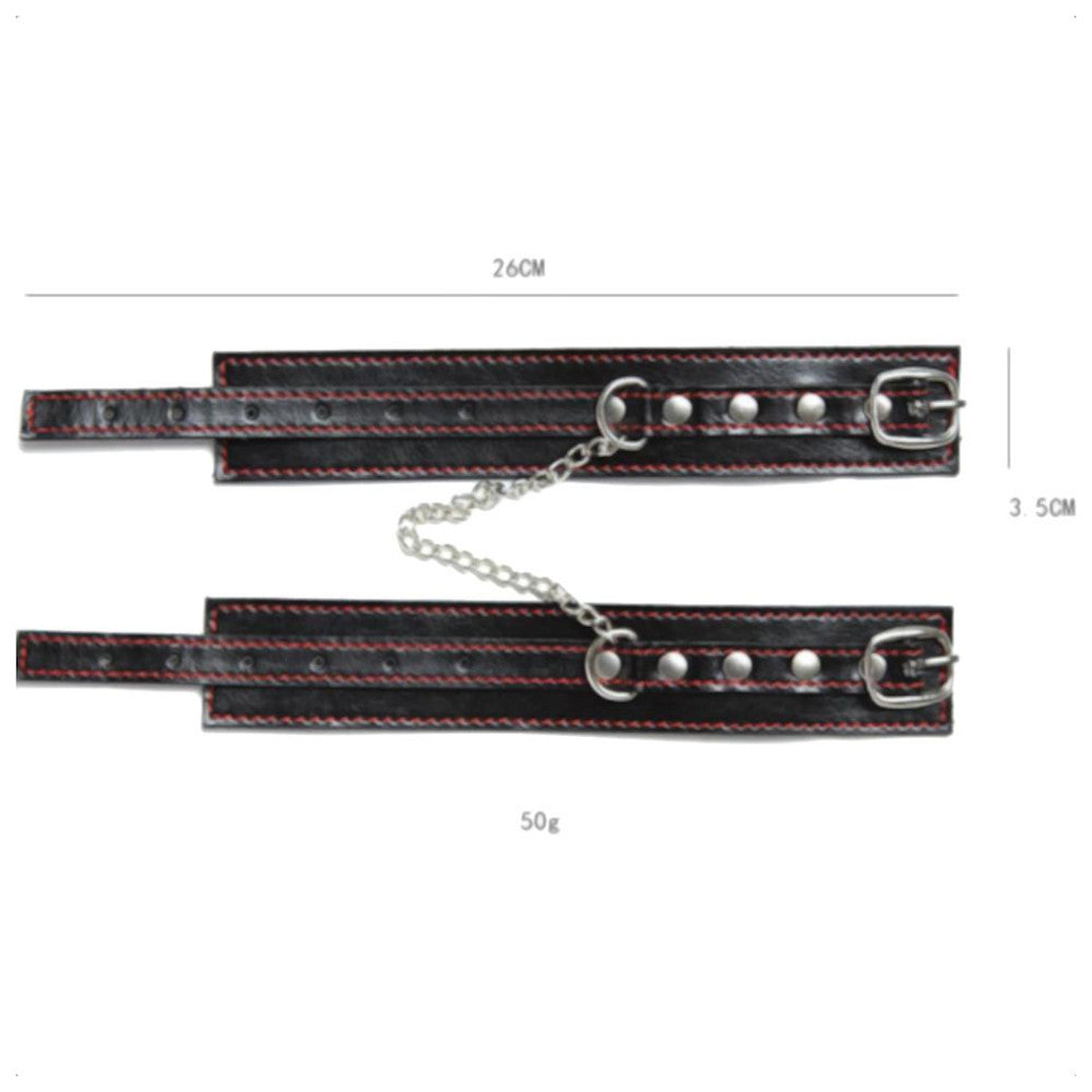 Red Trimmed Black Bondage Cuffs