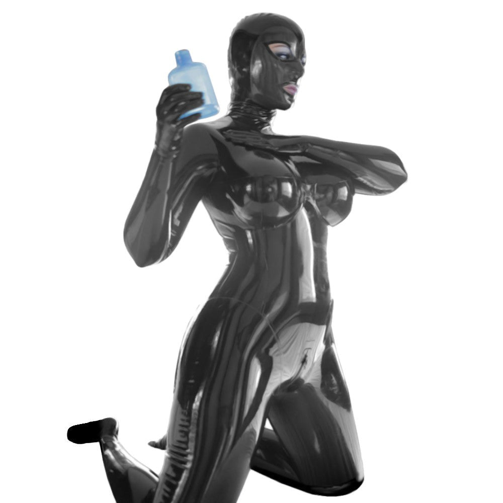 Shiny Latex Female Suit with Hood Laidtex Shiny Latex Female Suit with Hood Laidtex