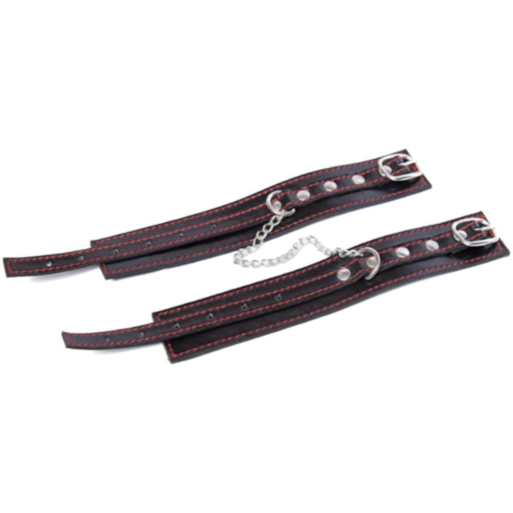 Red Trimmed Black Bondage Cuffs
