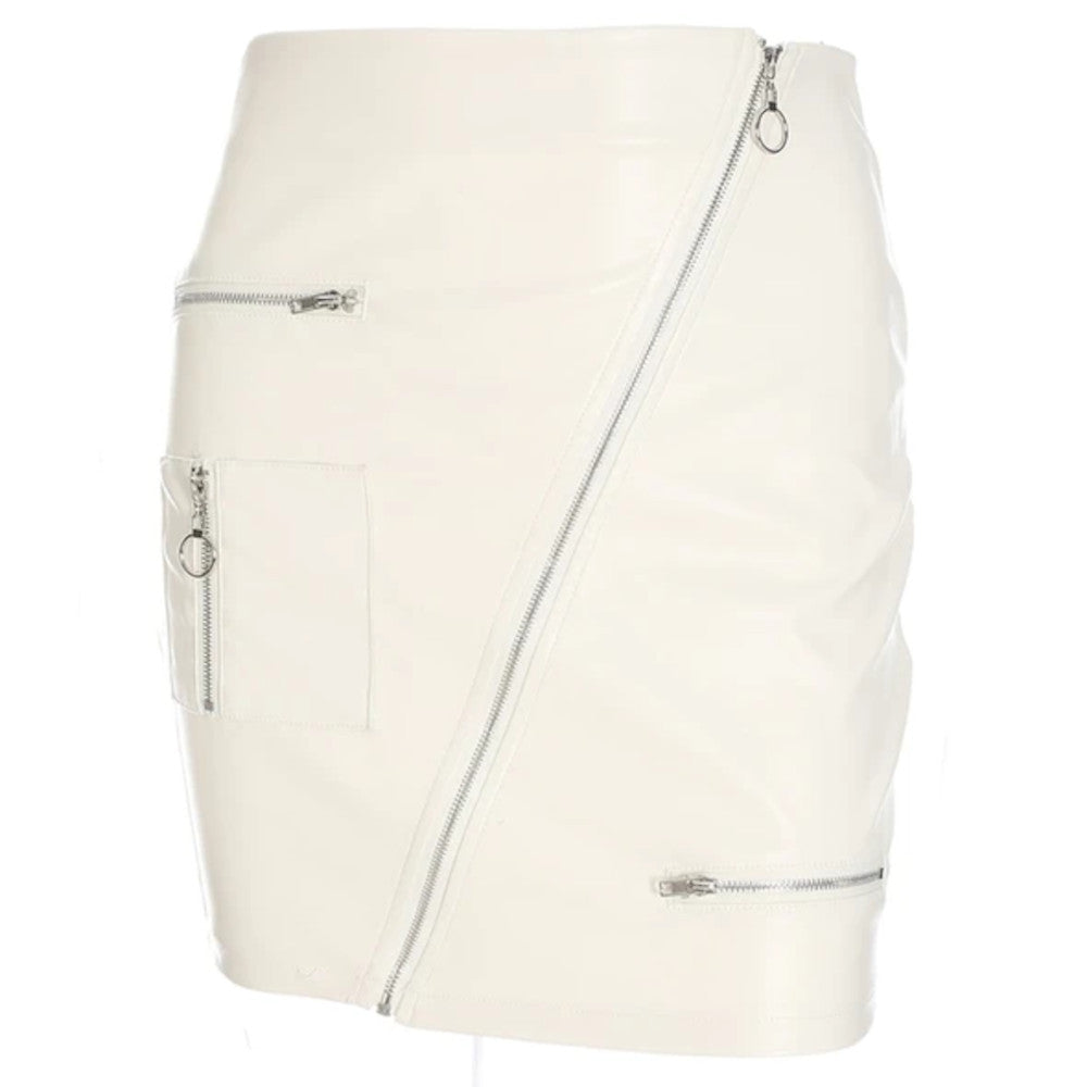White Vinyl Zipped Skirt