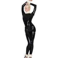 Black Ruffled Latex Bodysuit