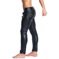 Open Crotch Leggings Black Vinyl Trousers