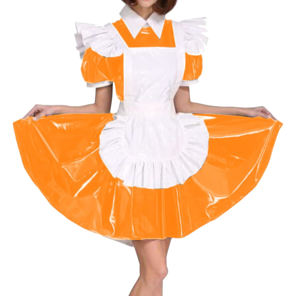 White Aproned PVC Maid Dress – Laidtex