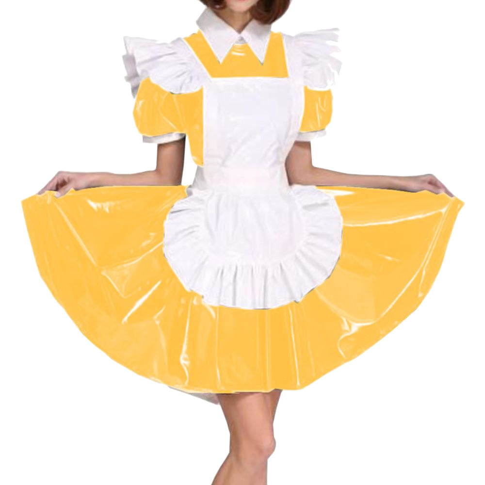 White Aproned PVC Maid Dress