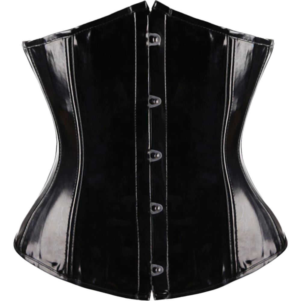 Black Zipped PVC Underbust Corset