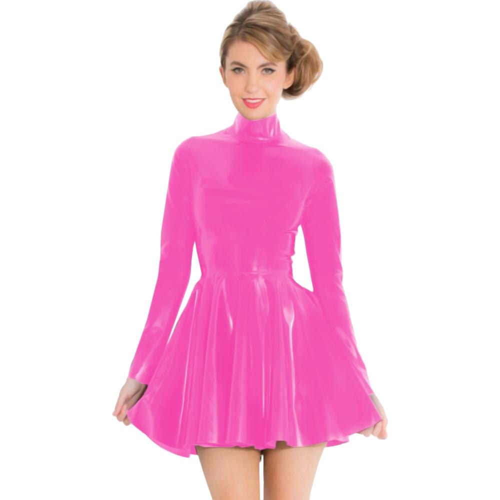 red pvc skater dress Latex skater dress