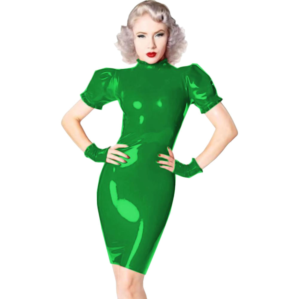 Plus Size PVC Dress with Gloves