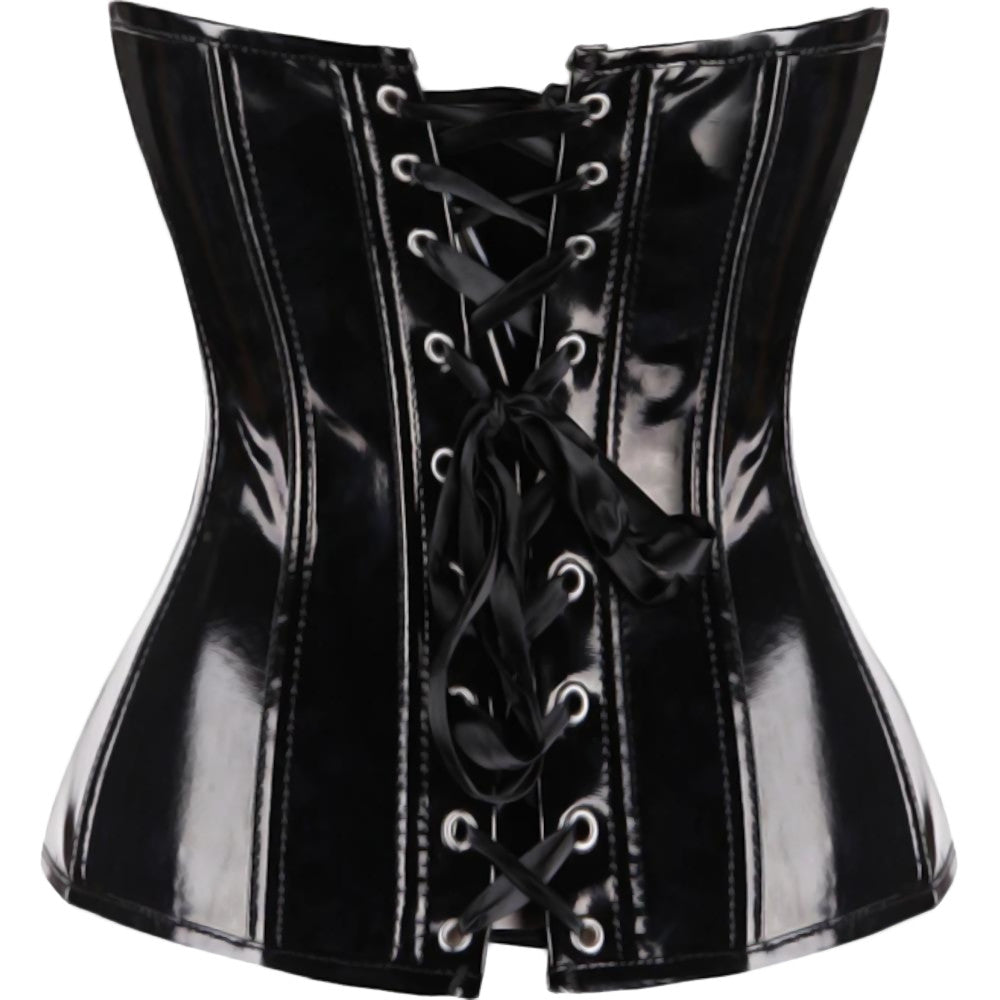 Black Zipped PVC Underbust Corset