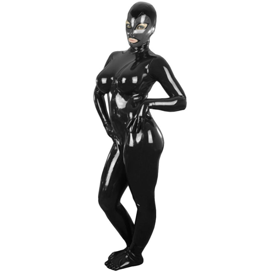 Shiny Latex Female Suit with Hood