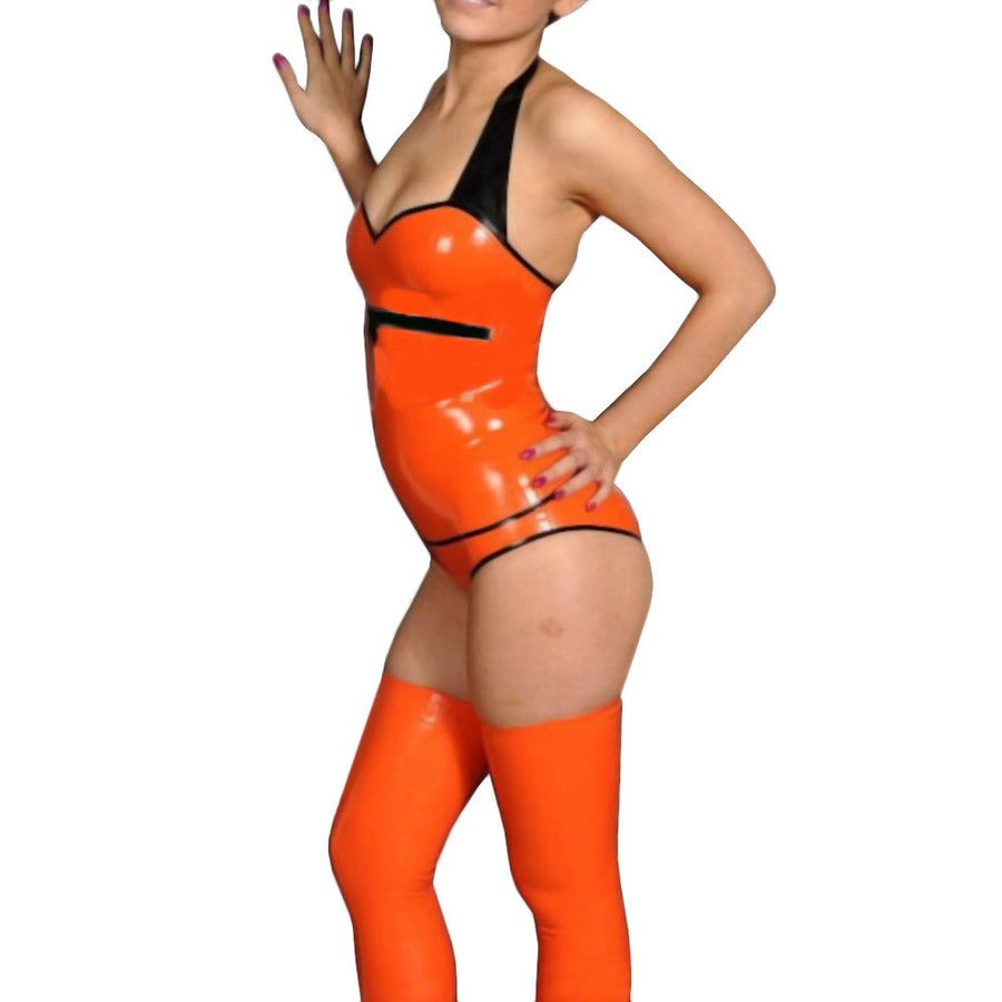 Rubber Underwear Lingerie One Piece with Stockings