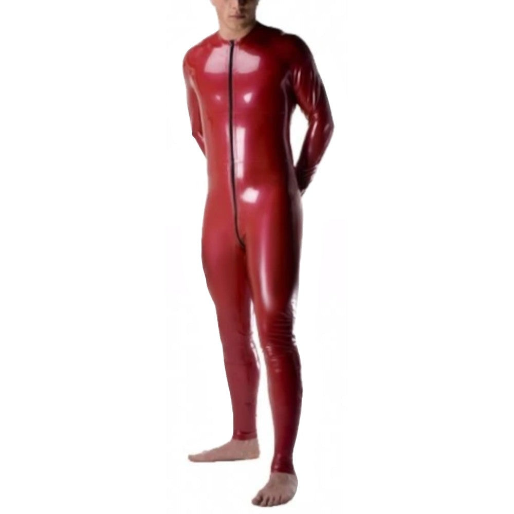 Fiery Zippered Latex Catsuit