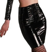 Polished Vinyl Pencil Skirt