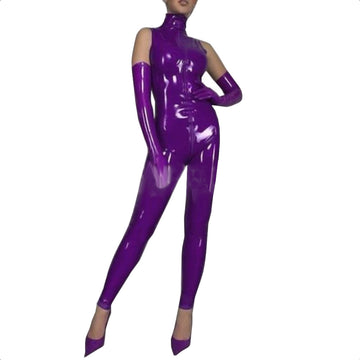 Sleeveless Purple Catsuit with Gloves