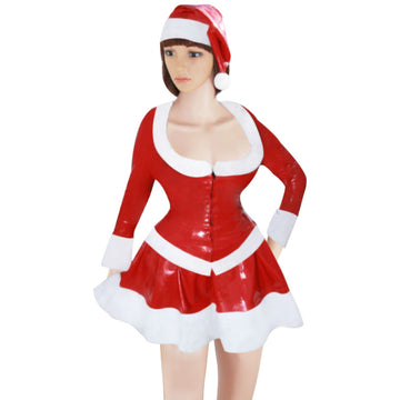 Mrs Clause Latex Costume with Hat