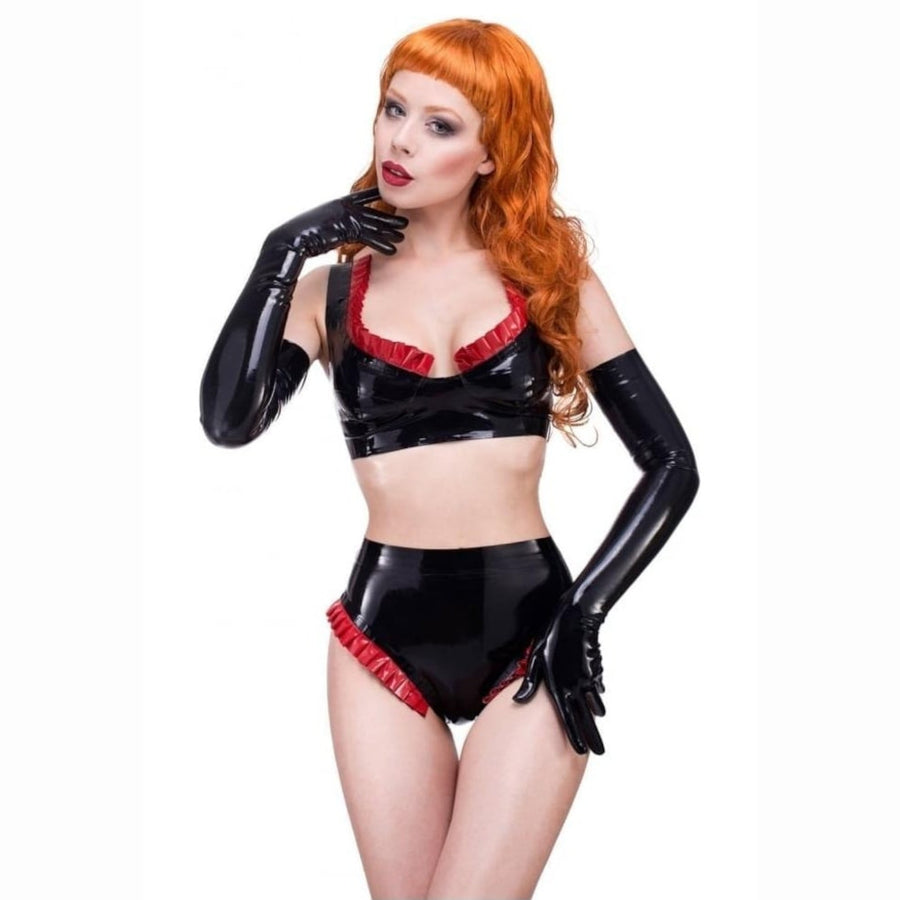 Sultry Black and Red Latex Bikini