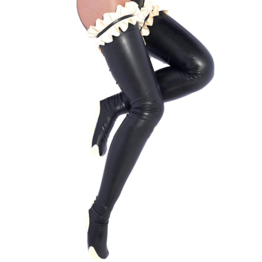 Ruffled PVC Thigh Highs Stockings