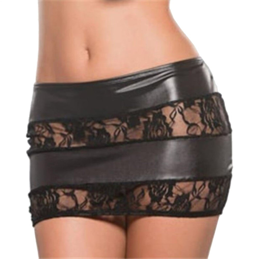 Lacy Vinyl Mini Skirt