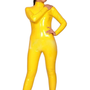 Yellow Tight Latex Catsuit