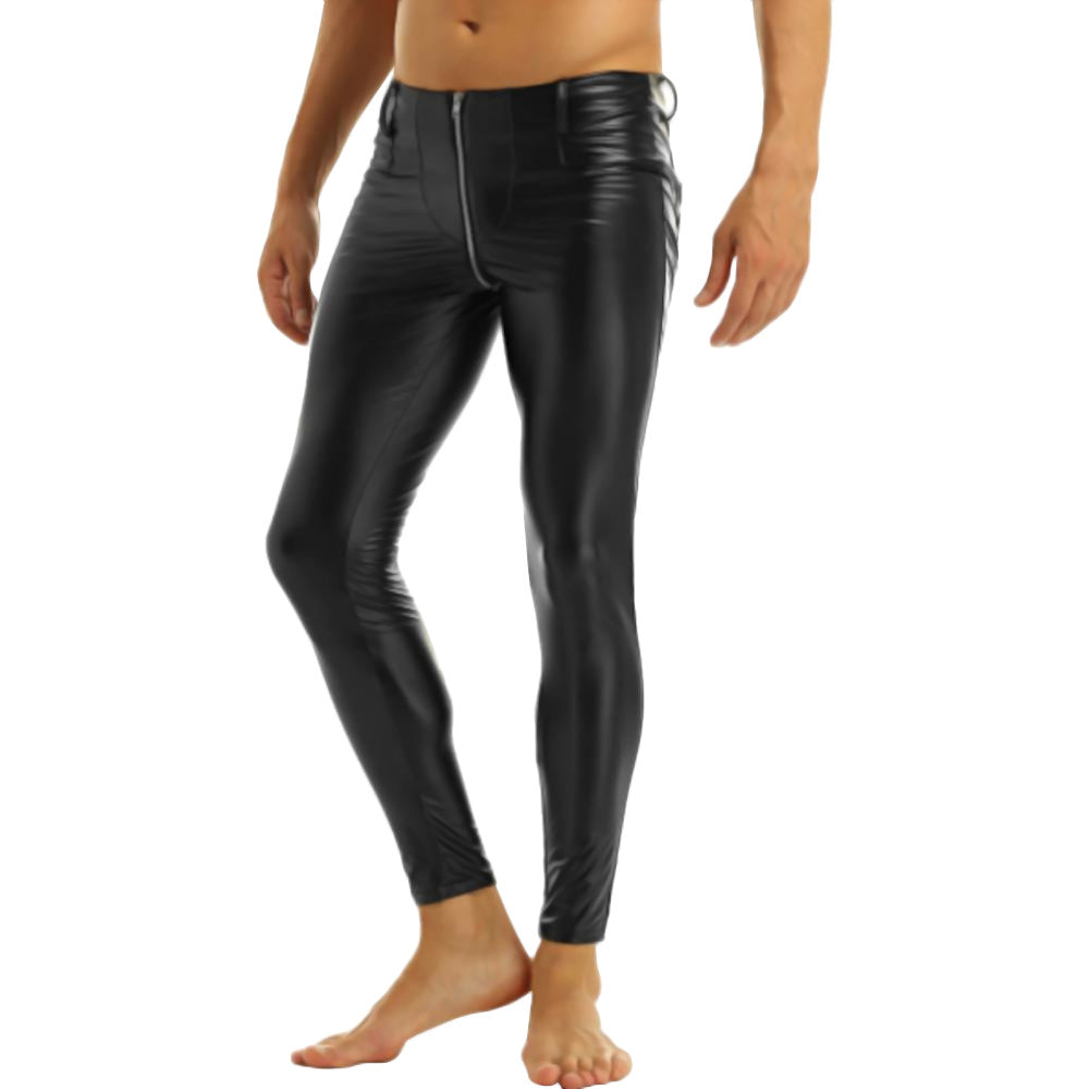 Zippered Crotch Men's Vinyl Pants