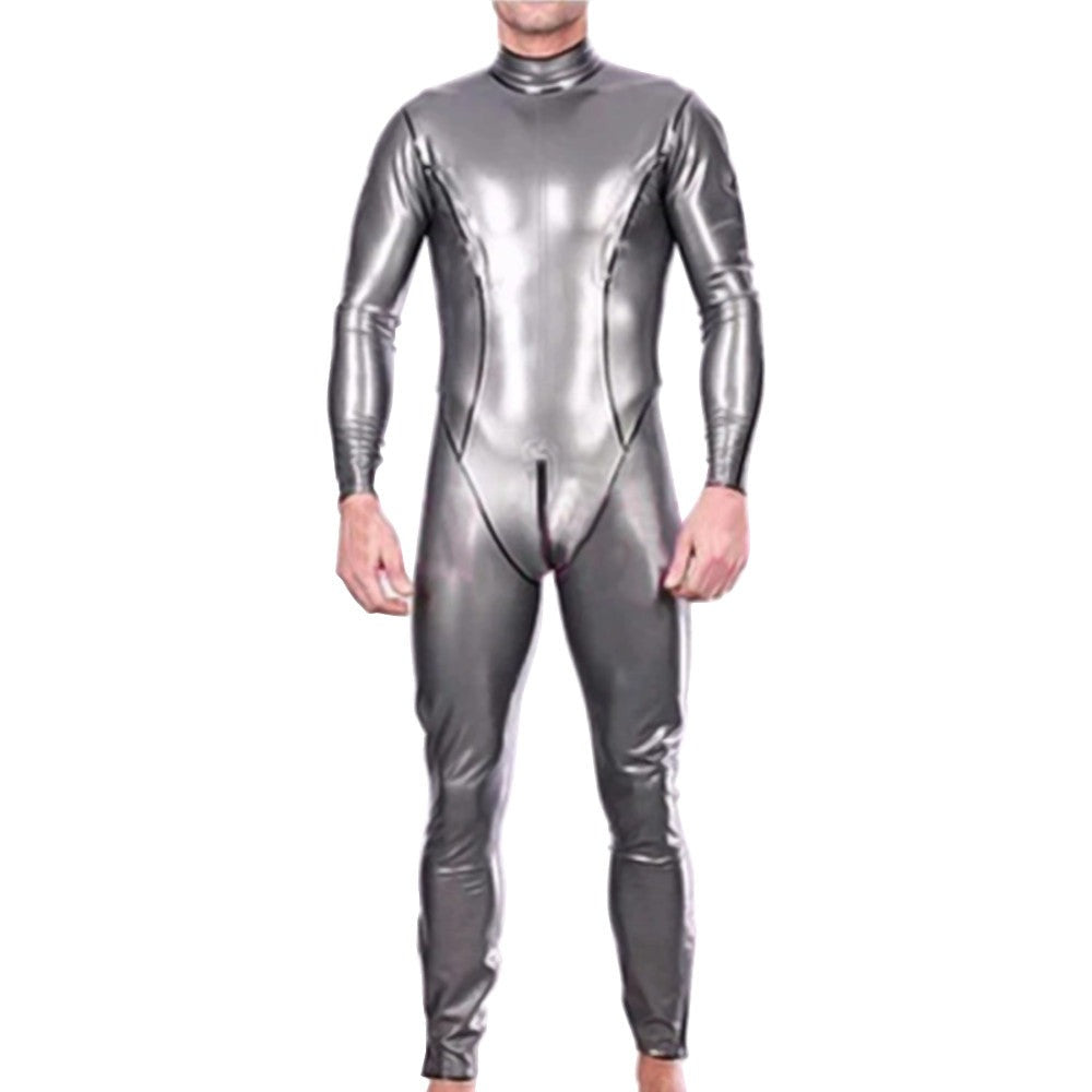 Swank Silver Rubber Catsuit