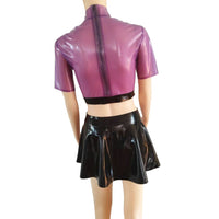 Purple Top and Black Skirt Latex Outfit