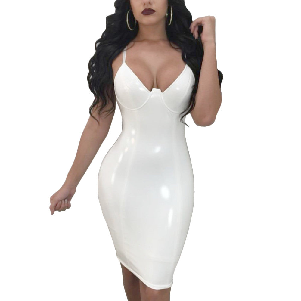 White Faux Leather Bodycon Dress