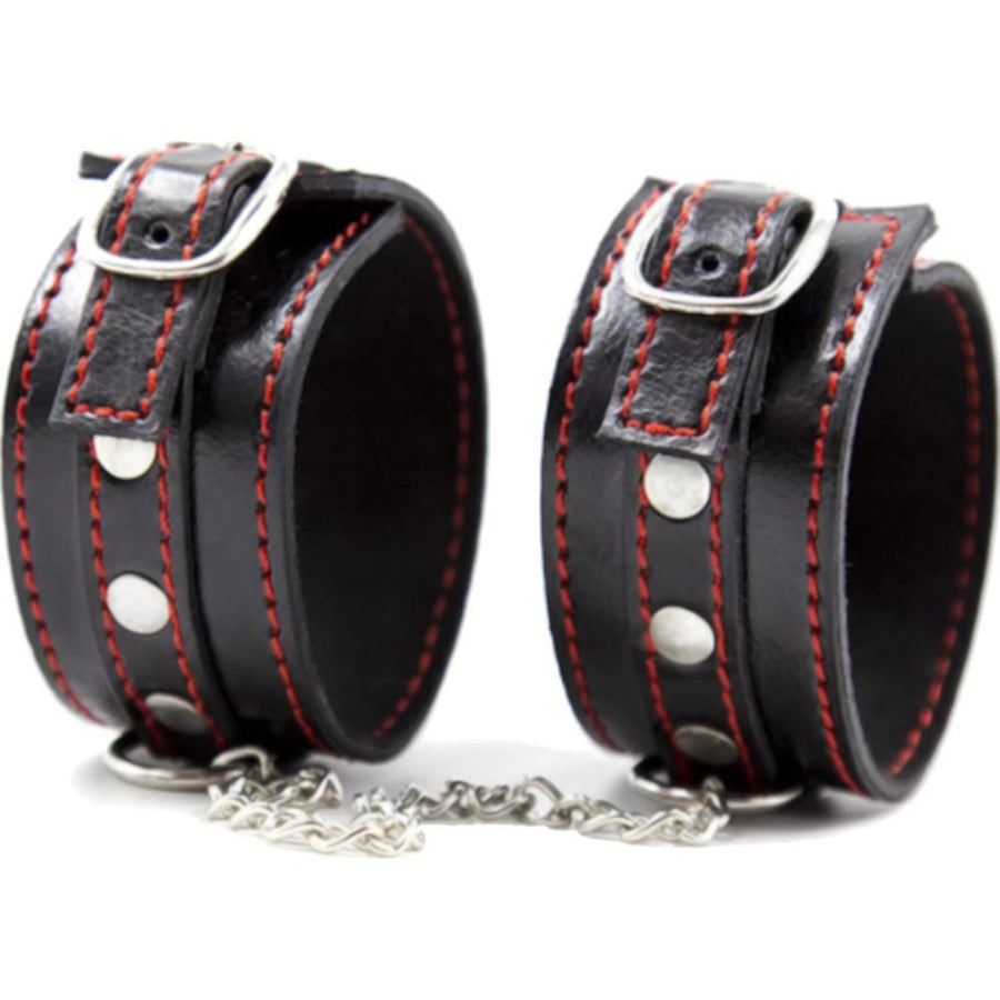Red Trimmed Black Bondage Cuffs