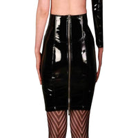 Polished Vinyl Pencil Skirt