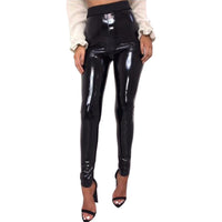 Women's Pants Black Wet Look Leggings