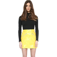 Yellow Vinyl Skirt with Pockets