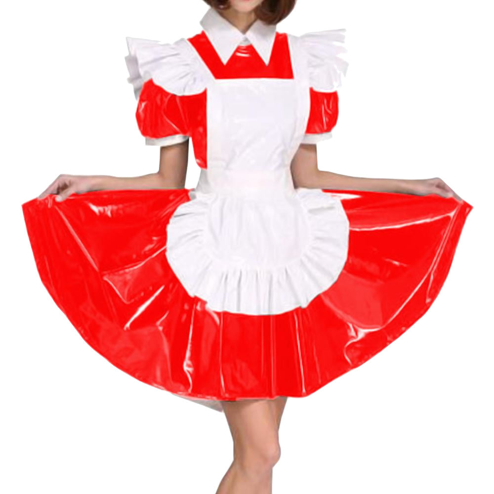 White Aproned PVC Maid Dress