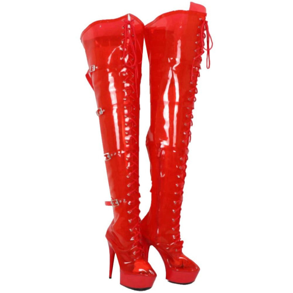 Sassy See-Through Red PVC Boots