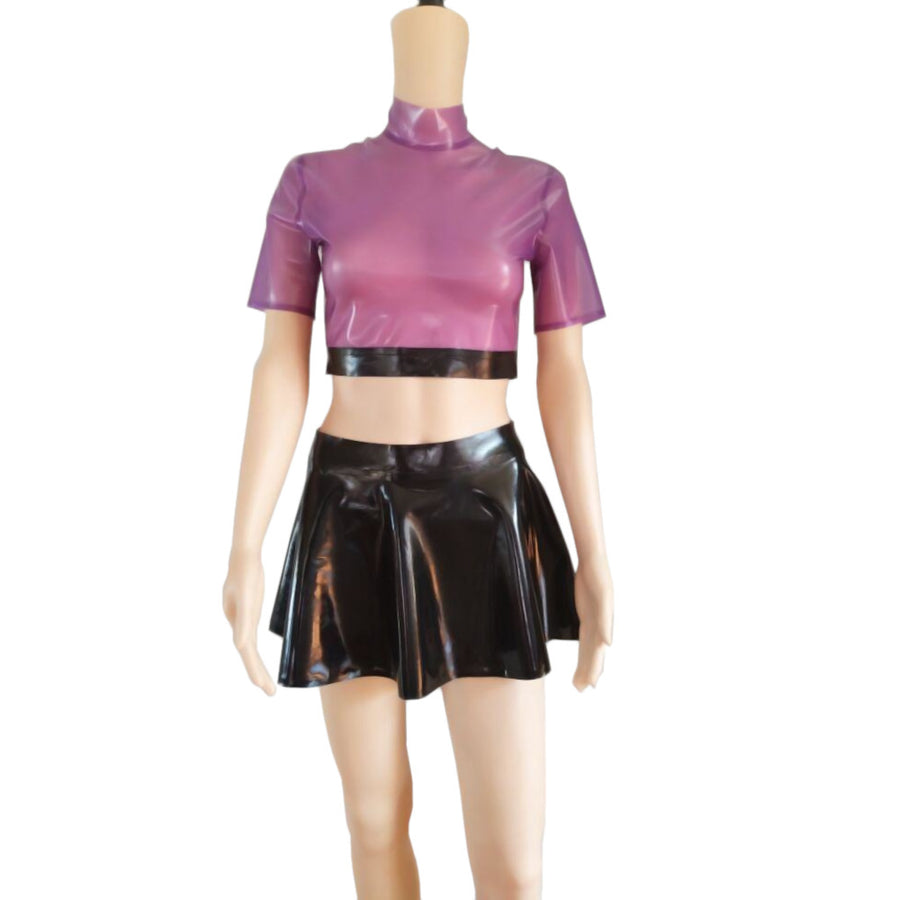 Purple Top and Black Skirt Latex Outfit