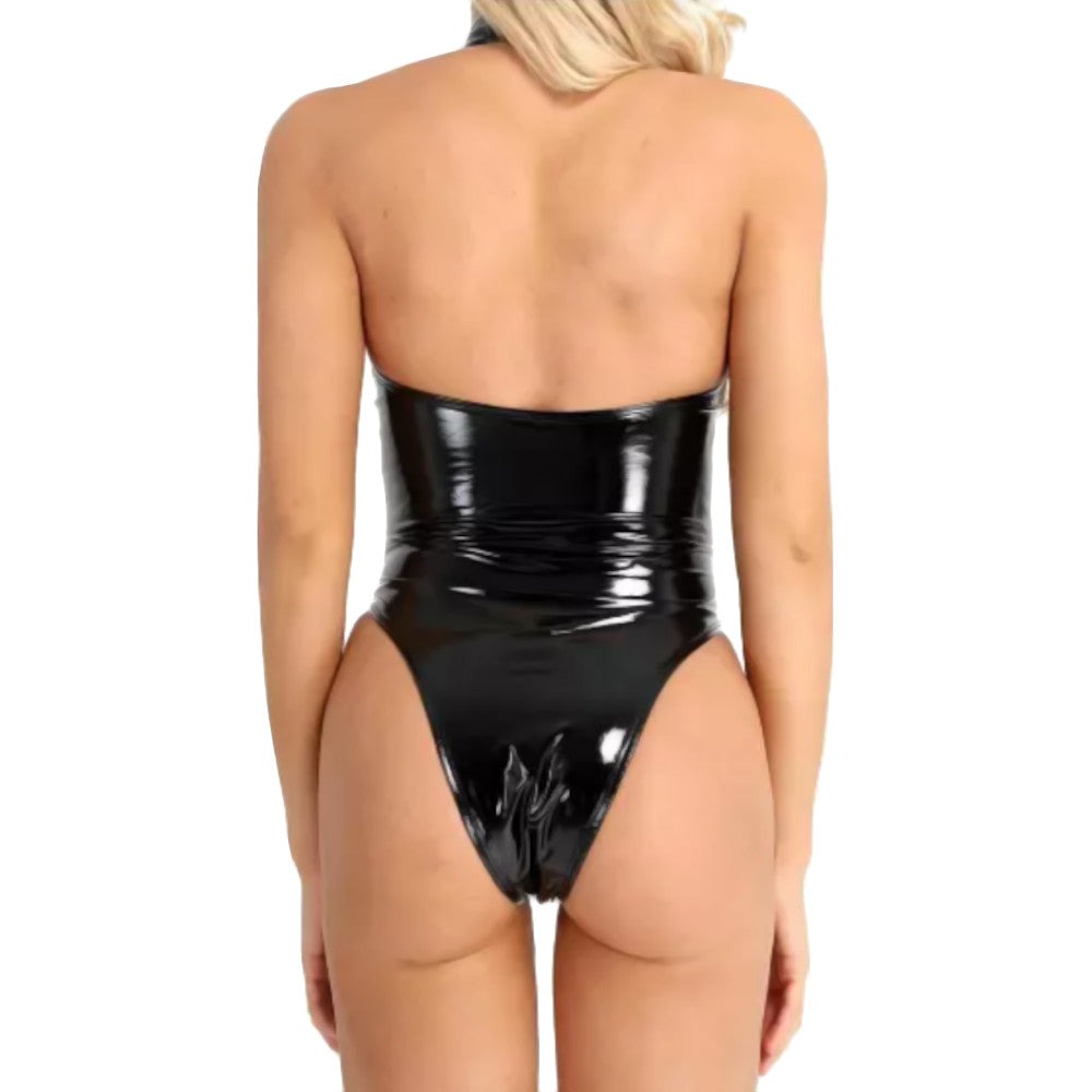 Head Turning Black Vinyl Swimsuit