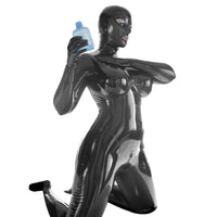 Shiny Latex Female Suit with Hood