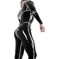 White Striped Men's Latex Catsuit