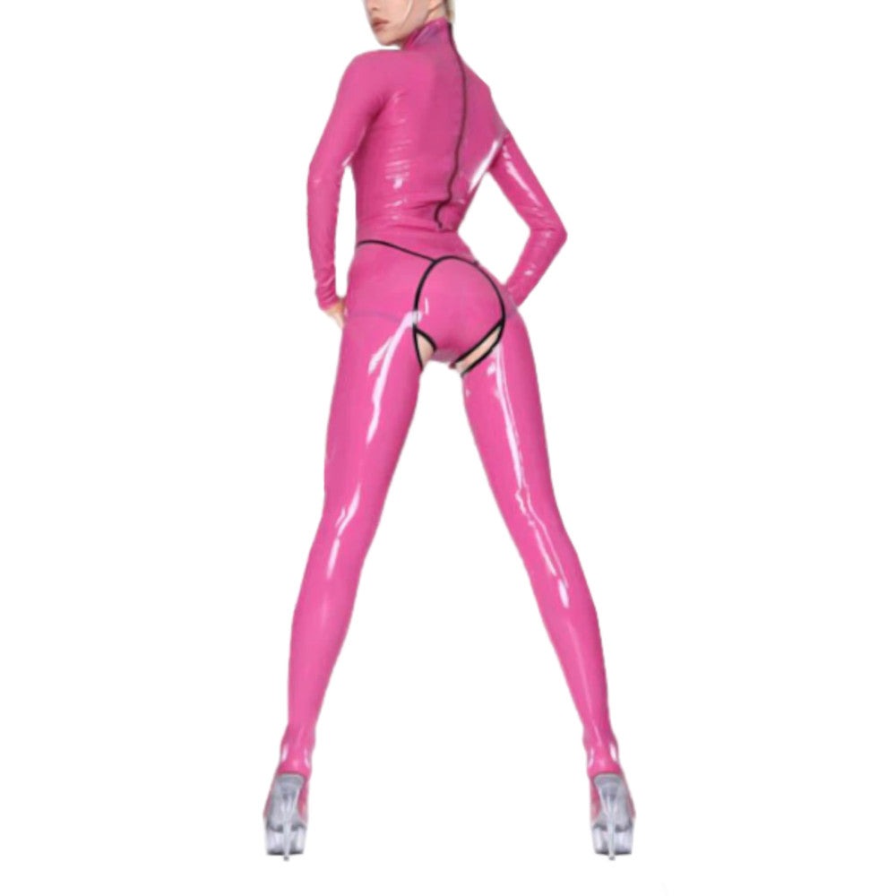 Playful Crotchless Latex Catsuit