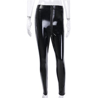 High Waisted Zipped Leggings Vinyl Pants